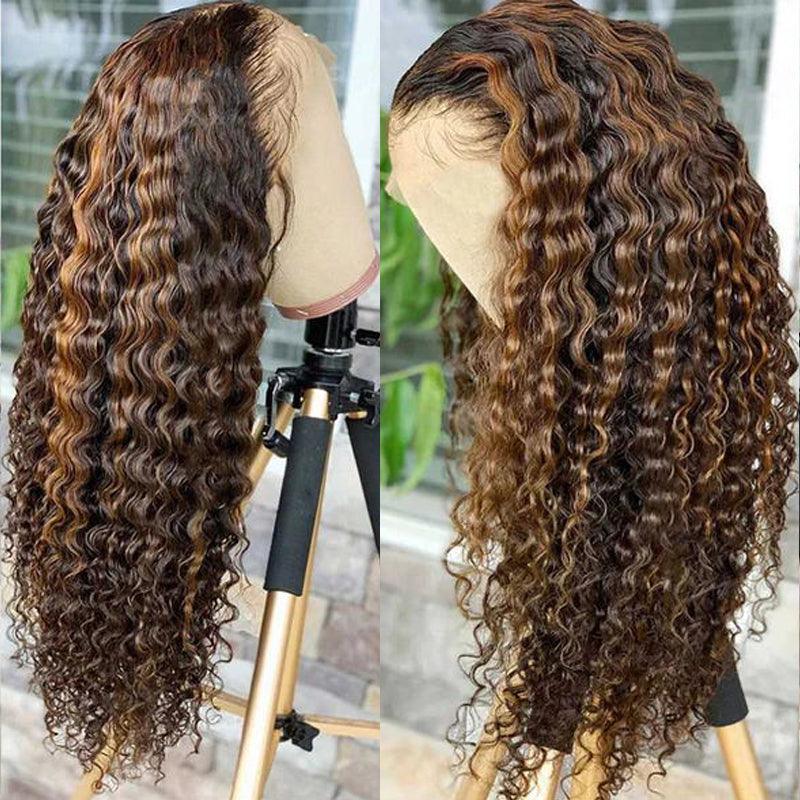 JYZ Deep Wave Highlight 4#/27# Lace Front Human Hair Wigs - JYZ HAIR