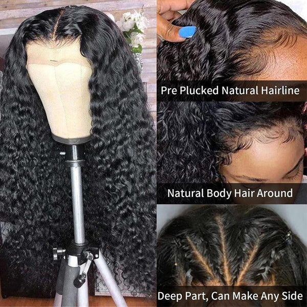 JYZ Deep Curly Lace Front Wigs Human Transparent HD Lace Frontal Wigs