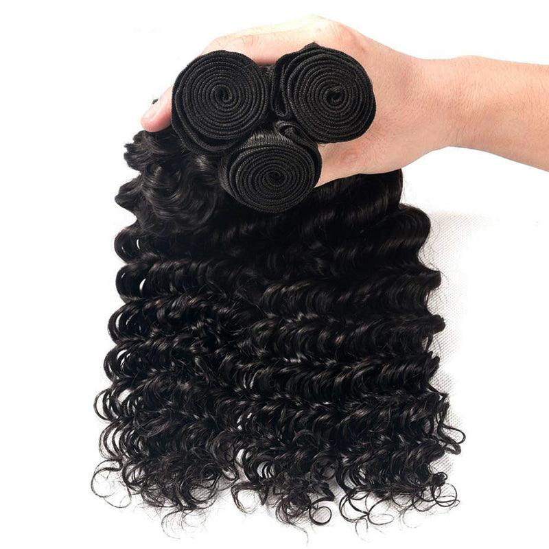 JYZ Brazilian Deep Wave Bundles 3 Pcs/Pack with Transparent Lace Frontal - JYZ HAIR