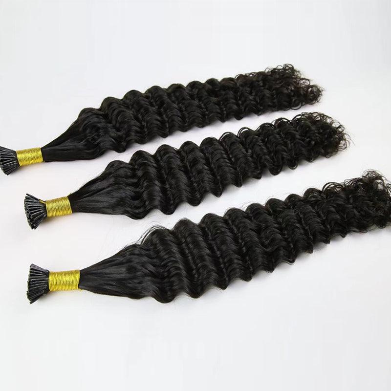 JYZ Deep Wave I Tip Hair Extensions Human Hair Brazilian Pre Bonded 100% Keratin Human Hair Extensions 1g/Strand Stick Tip Hair extensions - JYZ HAIR