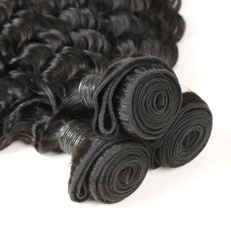 JYZ Brazilian Deep Wave Bundles 3 Pcs/Pack with Transparent Lace Frontal - JYZ HAIR