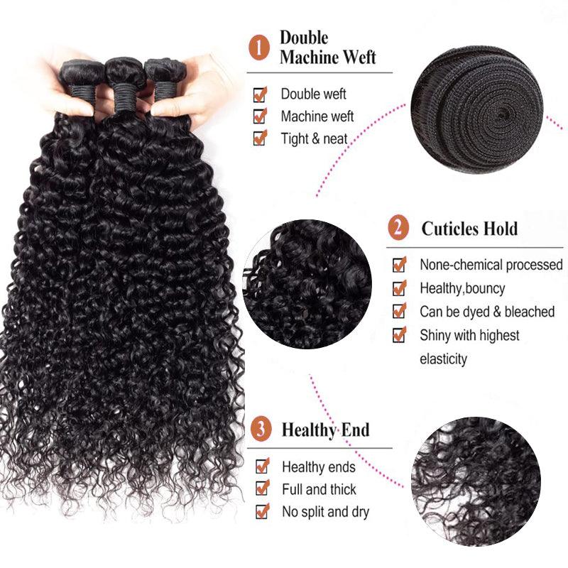 JYZ Jerry Curly 10A Unprocessed Human Hair Bundles 3pcs/Lot - JYZ HAIR