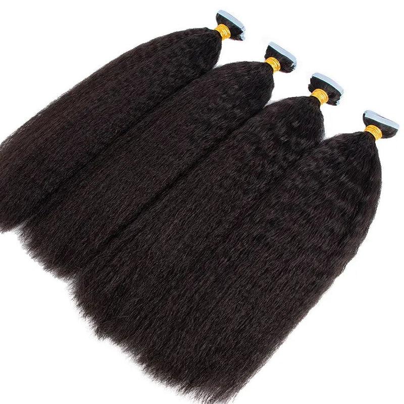JYZ Kinky Straight Tape In Hair Extensions Human Hair Black Women Kinky Straight Tape In Extensions Real Human Hair 100G 40 Pieces - JYZ HAIR