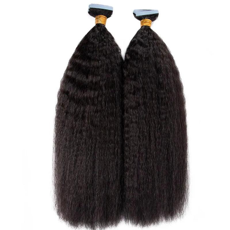 JYZ Kinky Straight Tape In Hair Extensions Real Human Hair 100G 40 Pieces