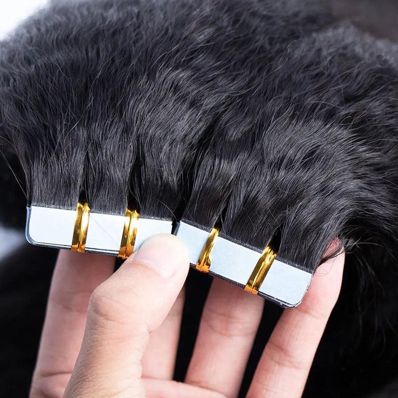JYZ Kinky Straight Tape In Hair Extensions Human Hair Black Women Kinky Straight Tape In Extensions Real Human Hair 100G 40 Pieces - JYZ HAIR