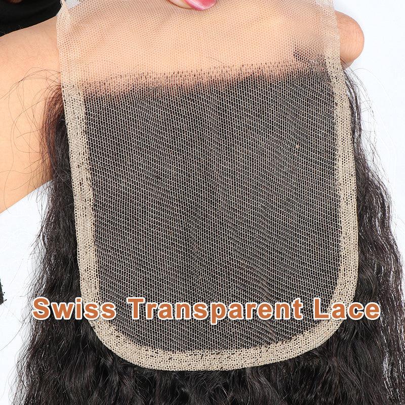 JYZ Brazilian Virgin Kinky Straight Human Hair 3 Bundles with Swiss Lace Closure - JYZ HAIR