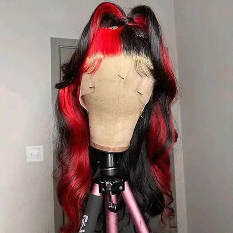 JYZ Red Highlight Body Wave Lace Front Wig 13x4 Brazilian Human Hair Wigs Pre Plucked - JYZ HAIR