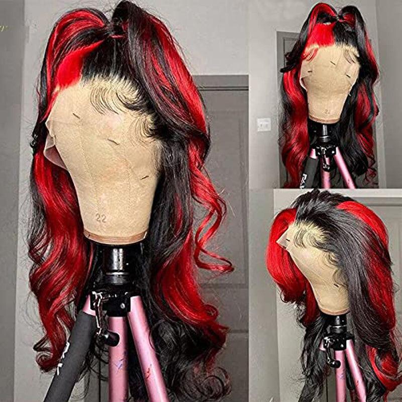 JYZ Red Highlight Body Wave Lace Front Wig 13x4 Brazilian Human Hair Wigs Pre Plucked - JYZ HAIR