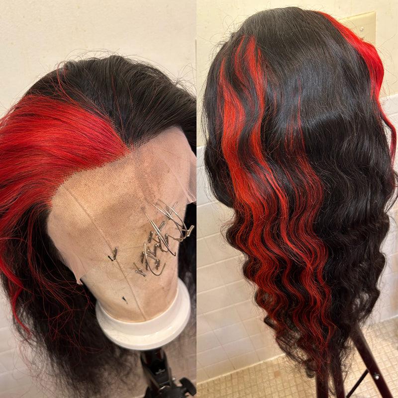 JYZ Red Highlight Body Wave Lace Front Wig 13x4 Brazilian Human Hair Wigs Pre Plucked - JYZ HAIR