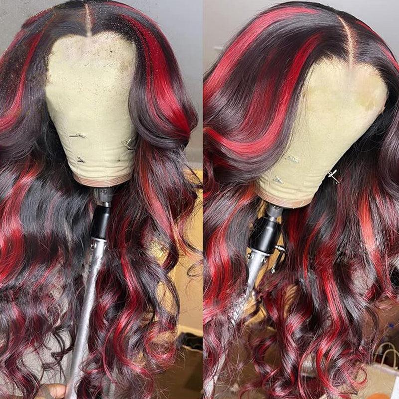 JYZ Highlights Red Body Wave Lace Frontal Human Hair Wigs Wholesale