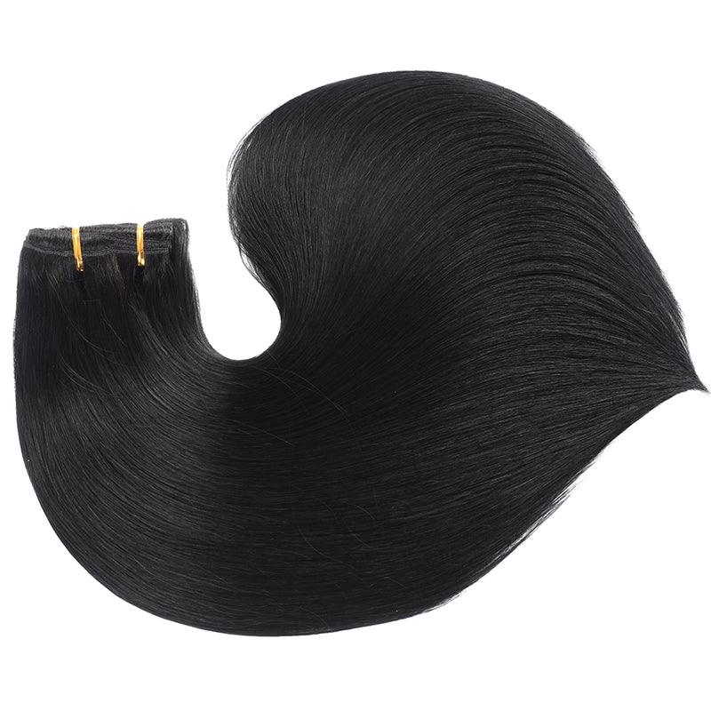 JYZ Straight Clip in Hair Extensions Human Hair 8pcs Per Set with 18 Clips Double Weft Clip in Human Hair Extensions Brazilian Virgin Human Hair Natural Black Color For Women - JYZ HAIR