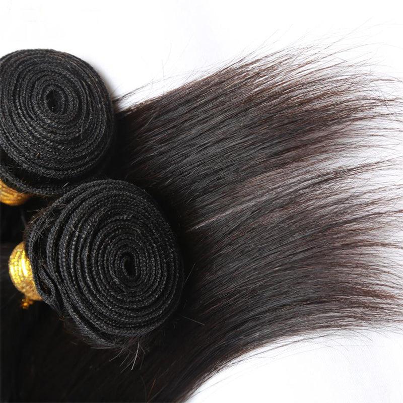 JYZ Straight 100% Raw Virgin Brazilian Hair Weaves 3 Bundles With Lace Closure - JYZ HAIR