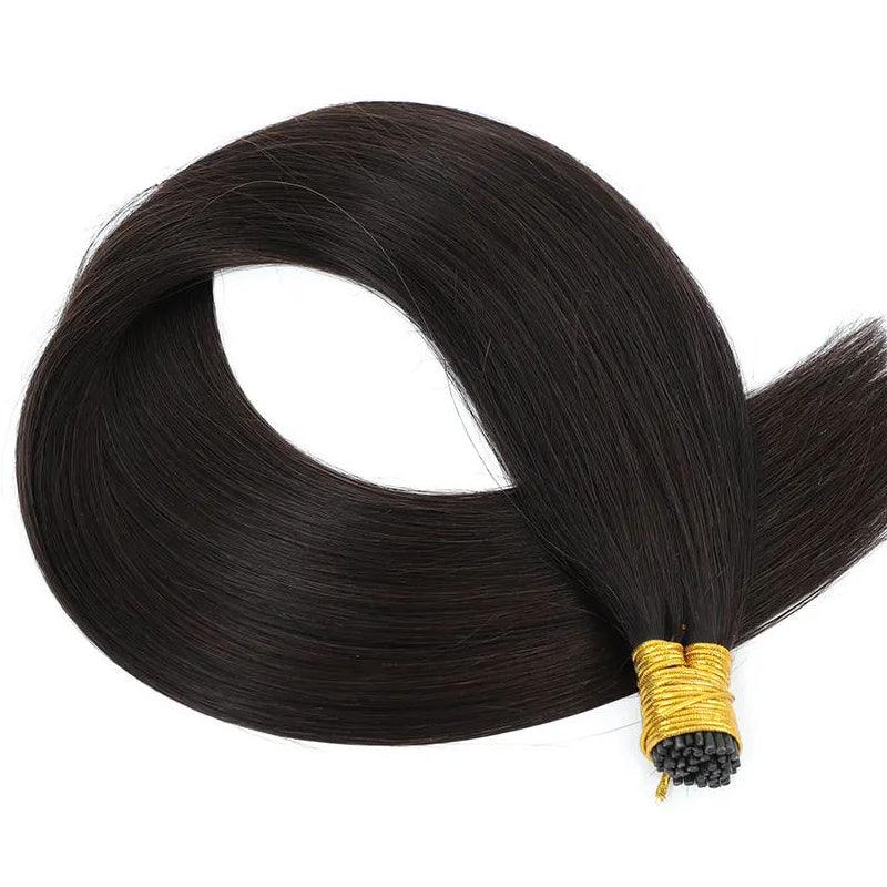 JYZ I Tip Human Hair Extensions Jet Black Keratin Hair Extensions Remy Straight Stick Tip Real Human Hair Extensions #1B Natural Black 1g/Strand - JYZ HAIR