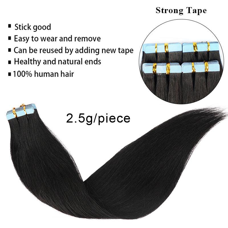 JYZ Tape In Hair Extensions Natural Black Real Human Hair Extensions Seamless Straight Tape In Human Hair Extensions 2.5g/piece - JYZ HAIR