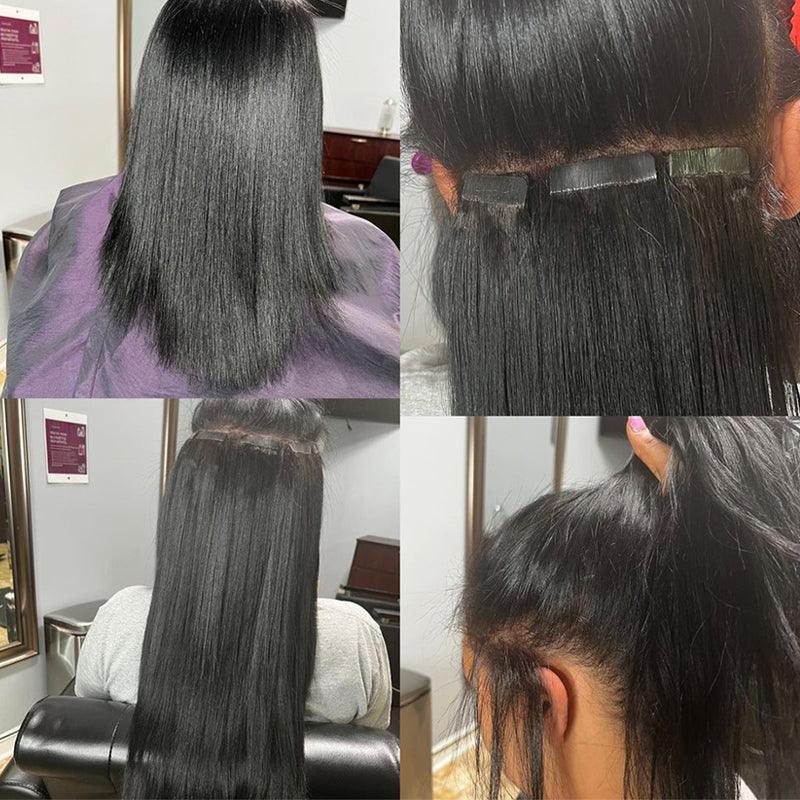 JYZ Tape In Hair Extensions Natural Black Real Human Hair Extensions Seamless Straight Tape In Human Hair Extensions 2.5g/piece - JYZ HAIR