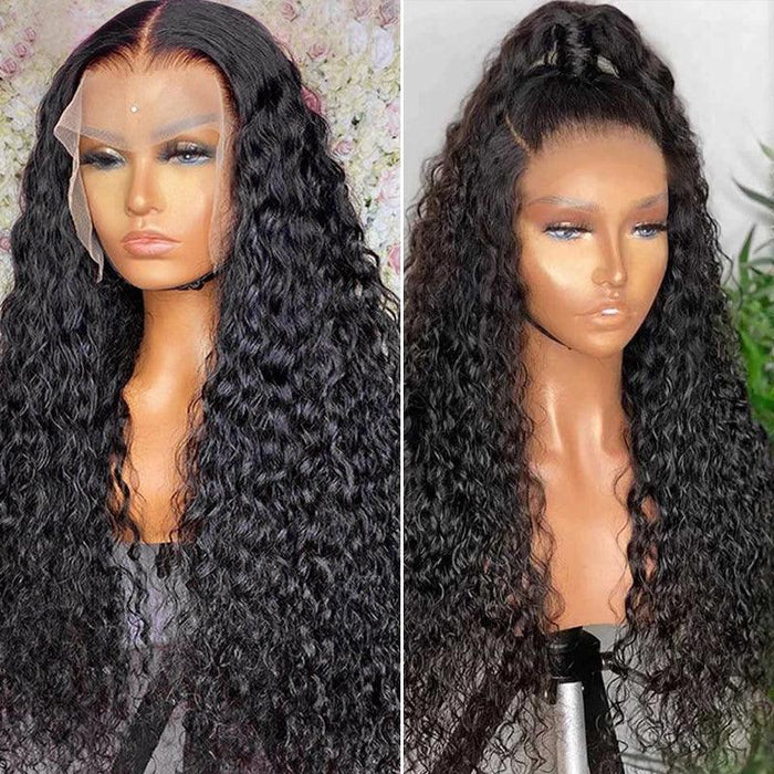 JYZ Water Wave 13x4 Swiss Transparent Lace Front Human Hair Wigs