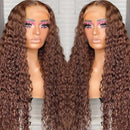 JYZ 4# Deep Wave Brazilian Human Hair Transparent Lace Frontal Wigs - JYZ HAIR