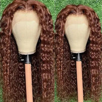 JYZ 4# Deep Wave Brazilian Human Hair Transparent Lace Frontal Wigs - JYZ HAIR