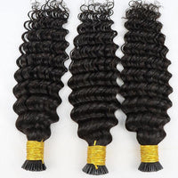 JYZ Deep Wave I Tip Hair Extensions Human Hair Brazilian Pre Bonded 100% Keratin Human Hair Extensions 1g/Strand Stick Tip Hair extensions - JYZ HAIR