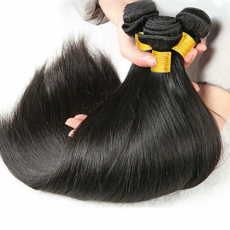 JYZ Brazilian Straight Virgin Human Hair Bundles 3 Pcs/Pack with 13x4 Transparent Lace Frontal - JYZ HAIR