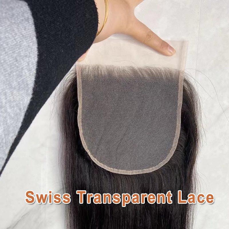 JYZ Brazilian Body Wave 3 Bundles/Pack with Swiss Transparent Lace Closure - JYZ HAIR